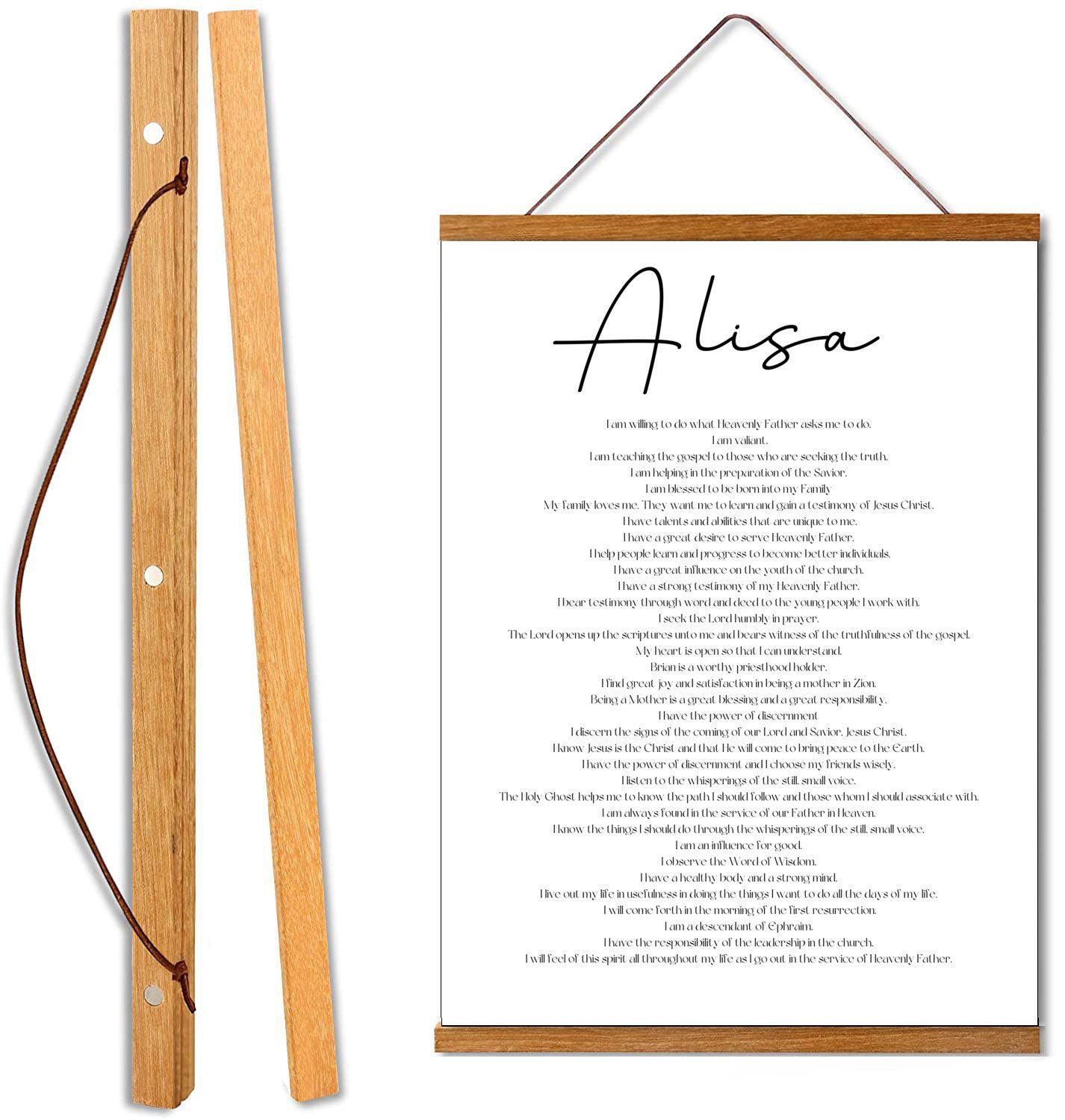 Personalized Patriarchal Blessing Affirmations on a Hanging Canvas